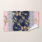 グリッターと大理石パーソナライズされた バスタオルセット (ハンドタオル)