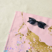 グリッターと大理石パーソナライズされた ビーチタオル (インサイチュ)