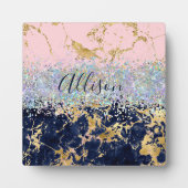 グリッターと大理石パーソナライズされた フォトプラーク (正面)