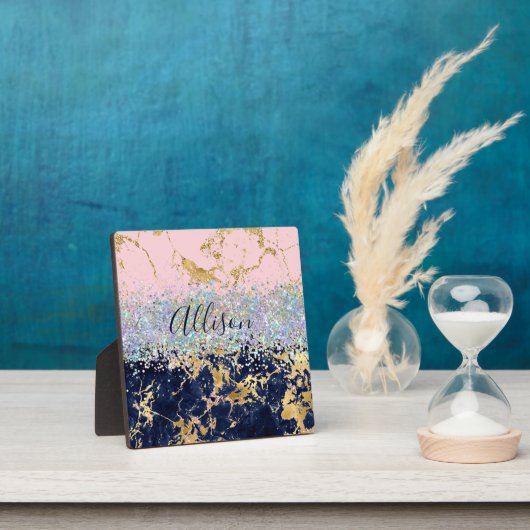 グリッターと大理石パーソナライズされた フォトプラーク (インサイチュ)