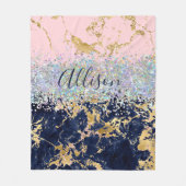 グリッターと大理石パーソナライズされた フリースブランケット (正面)