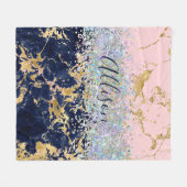 グリッターと大理石パーソナライズされた フリースブランケット (正面(横))