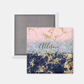 グリッターと大理石パーソナライズされた マグネット (正面/裏面)