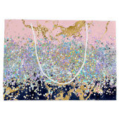 グリッターと大理石パーソナライズされた ラージペーパーバッグ (裏面)