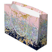 グリッターと大理石パーソナライズされた ラージペーパーバッグ (裏面アングル)