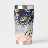 グリッターと大理石パーソナライズされた 保温保冷タンブラー (正面)