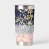 グリッターと大理石パーソナライズされた 保温保冷タンブラー (右面)