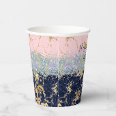 グリッターと大理石パーソナライズされた 紙コップ (右)