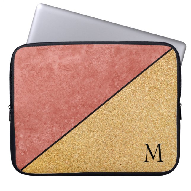 グリッターと大理石 ラップトップスリーブ (正面)