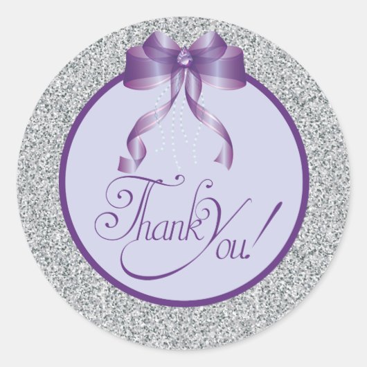 グリッターと弓、ありがとうステッカー ラウンドシール (正面)
