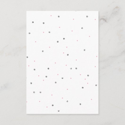 グリッターと真珠のベビーカード用ブック、ピンク、シルバー エンクロージャーカード (裏面)