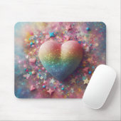グリッターと紙吹雪の星とハート マウスパッド (マウス)