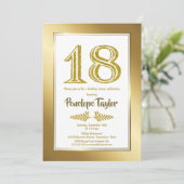 グリッターと金ゴールド18番目の誕生日ディナーパーティー 招待状 (スタンド正面)