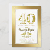 グリッターと金ゴールド40th誕生日ディナーパーティー 招待状 (正面)