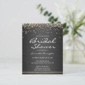 グリッターと金属ブライダルシャワー予算招待状 (スタンド正面)