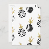 グリッターと黒抽象芸術パイナップル。 ポストカード (正面/裏面)