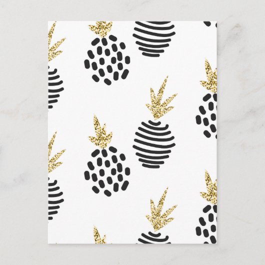 グリッターと黒抽象芸術パイナップル。 ポストカード (正面)