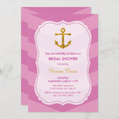 グリッターのいかりの航海のなブライダルシャワーの招待状 招待状 (正面/裏面)