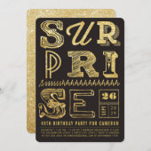 グリッターのアールデコのびっくりパーティの誕生日の招待 招待状 (正面/裏面)