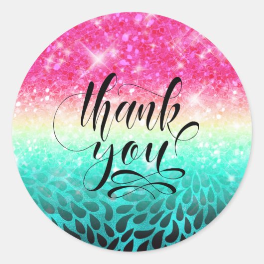 グリッターのグラデーションの組み合わせ – 花びらID433 ラウンドシール (正面)