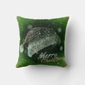 グリッターのサンタの装飾的な帽子のメリークリスマス クッション (裏面)