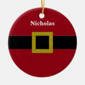 グリッターのサンタフェイクなベルト セラミックオーナメント (正面)