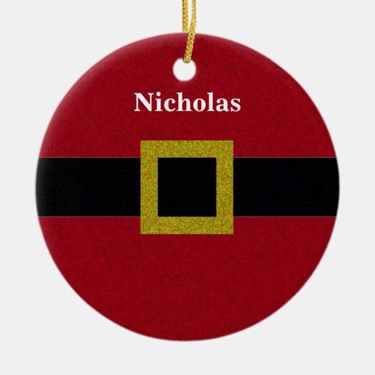 グリッターのサンタフェイクなベルト セラミックオーナメント (正面)