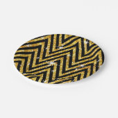 グリッターのシェブロンのきらきら光るで魅力的なパーティー|の金ゴールド ペーパープレート (アングル)