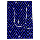 グリッターのシェブロンのきらきら光るなダイヤモンドの弓|サファイア ミディアムペーパーバッグ (裏面)