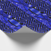 グリッターのシェブロンのきらきら光るなダイヤモンドの弓|サファイア ラッピングペーパー (角)