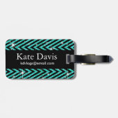 グリッターのシェブロンのきらきら光るなダイヤモンドの弓|ティール(緑がかった色) ラゲッジタグ (裏面横)