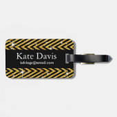 グリッターのシェブロンのきらきら光るなダイヤモンドの弓|金ゴールド ラゲッジタグ (裏面横)