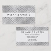 グリッターのシェブロン魅力的な銀製のビジネス 名刺 (正面/裏面)