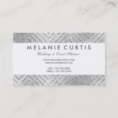 グリッターのシェブロン魅力的な銀製のビジネス 名刺 (裏面)