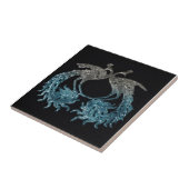 グリッターのスライバおよび青い孔雀 タイル (側面)