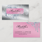 グリッターのネイルサロンのアポイントメントのエレガントなきらきら光る 名刺 (正面/裏面)