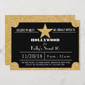 グリッターのハリウッドの菓子16の誕生日の招待状 招待状 (正面/裏面)
