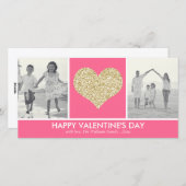 グリッターのハートのバレンタインデーの写真カード シーズンカード (正面/裏面)