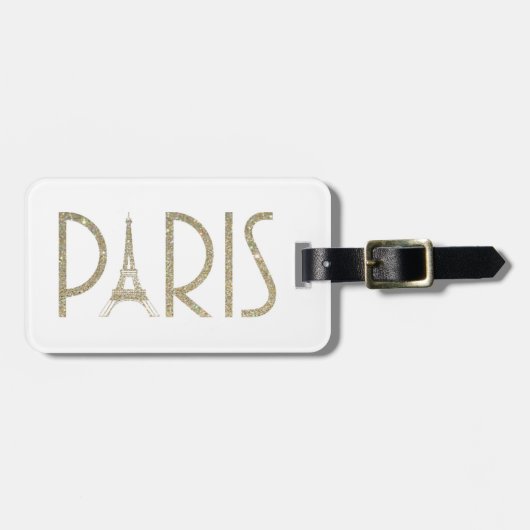 グリッターのパリの荷物のラベル ラゲッジタグ (正面横)
