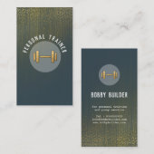グリッターのパーソナルトレーナーの金ゴールドのダンベル 名刺 (正面/裏面)