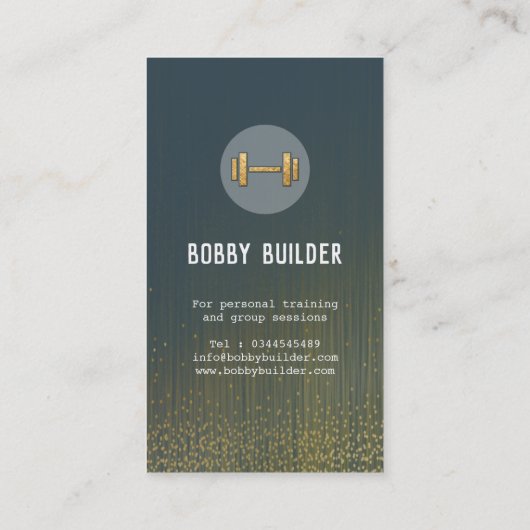 グリッターのパーソナルトレーナーの金ゴールドのダンベル 名刺 (裏面)