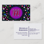 グリッターのパーティーのモノグラム 名刺 (正面/裏面)