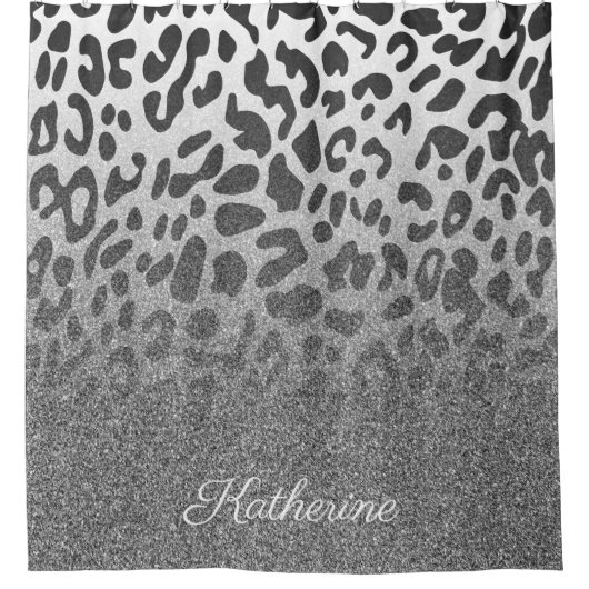 グリッターのヒョウのプリント シャワーカーテン (正面)