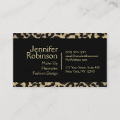 グリッターのヒョウの黒および金ゴールド 名刺 (裏面)