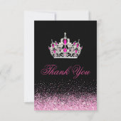 グリッターのピンクのサンキューカード サンキューカード (裏面)