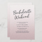 グリッターのピンクのバチェロレッテの週末の招待状 招待状 (正面/裏面)