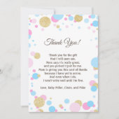 グリッターのピンクのベビーシャワーのサンキューカードのノートの青 サンキューカード (正面)