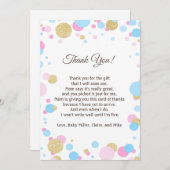 グリッターのピンクのベビーシャワーのサンキューカードのノートの青 サンキューカード (正面/裏面)