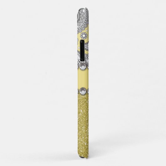 グリッターのペイズリーのラインストーンのプリントパターン Case-Mate iPhoneケース (裏面/右)