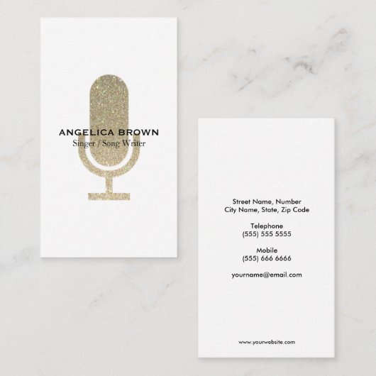 グリッターのマイクロフォンの名刺 名刺 (正面/裏面)